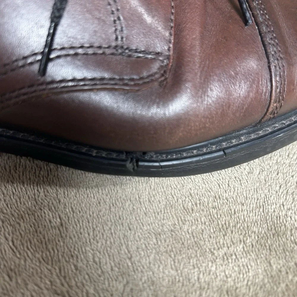 Hunter's Bay Mens Size 7.5 Brown Leather Cap Toe Derby Oxford Dress Shoes